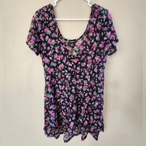 Floral Lace Top with Pink and Purple Flowers